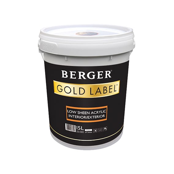Berger Gold Label Acrylic Interior Exterior Low Sheen White 4L