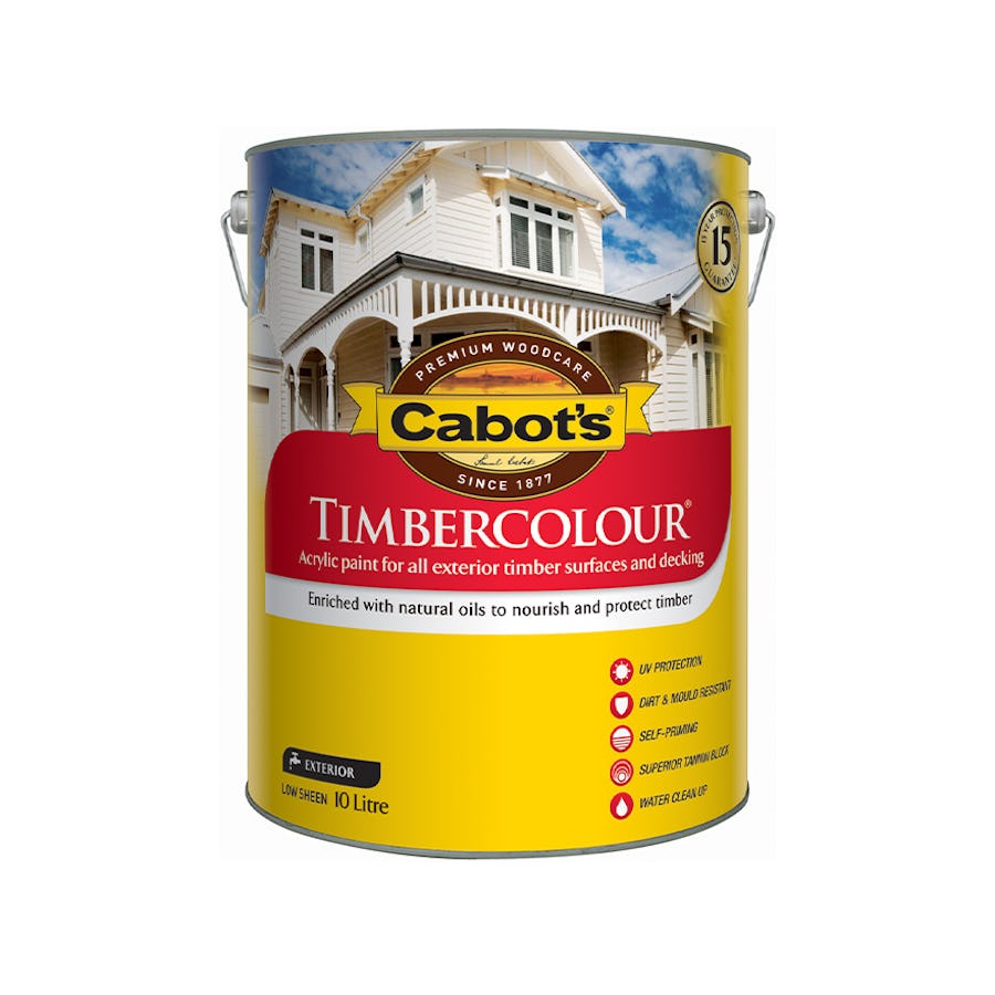 Cabot's Timbercolour Deck & Exterior Paint Low Sheen White 10L