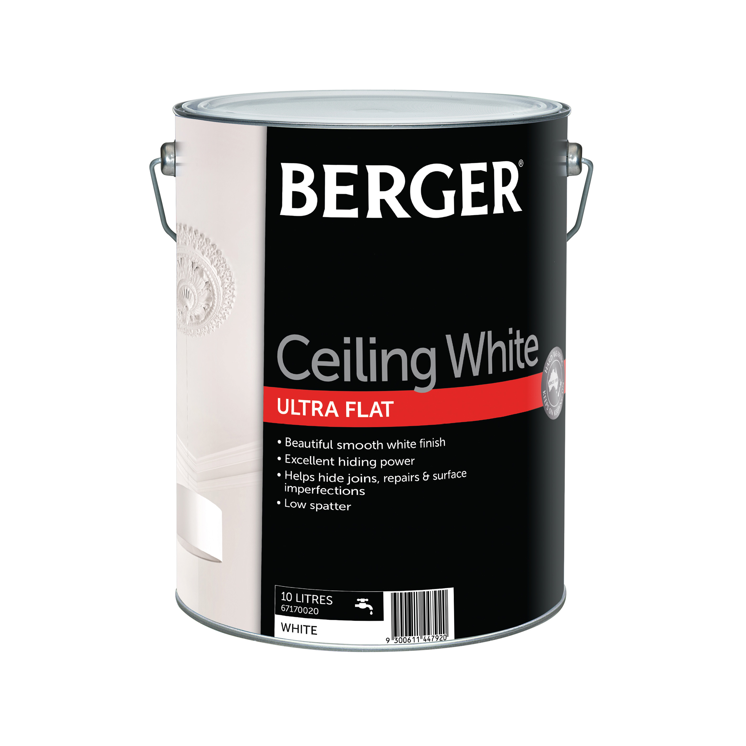Berger Premium Ceiling White Ultra Flat 10L Inspirations Paint