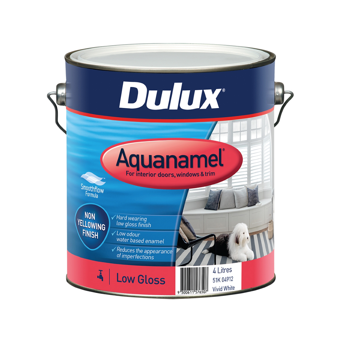 Dulux Aquanamel Low Gloss White 4L Inspirations Paint