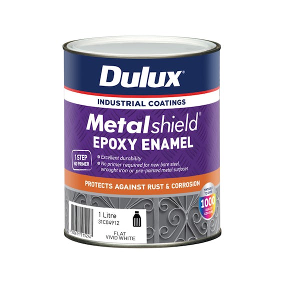 Dulux Metalshield Epoxy Enamel Flat White 1L Inspirations Paint