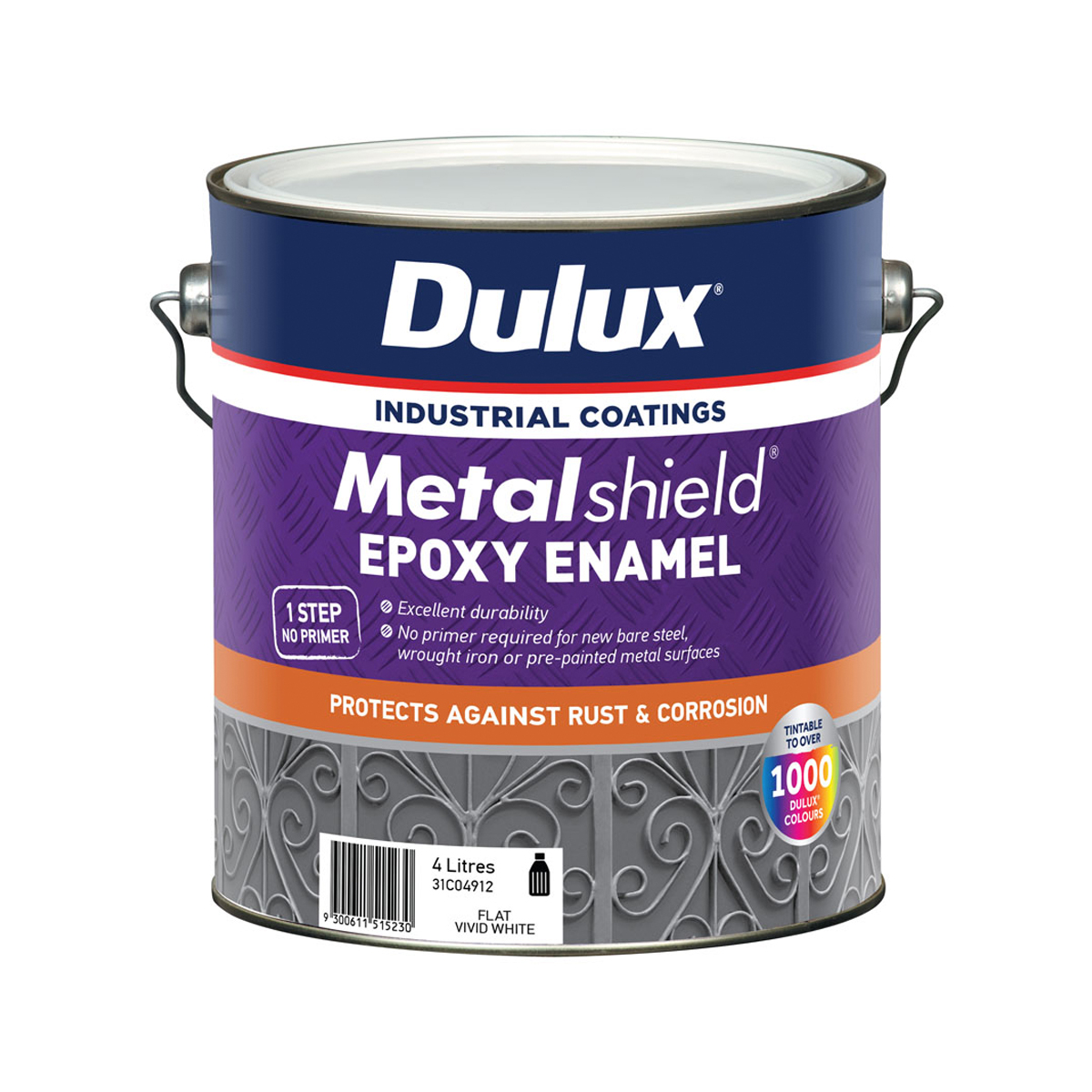 Dulux Metalshield Epoxy Enamel Flat White 4L Inspirations Paint