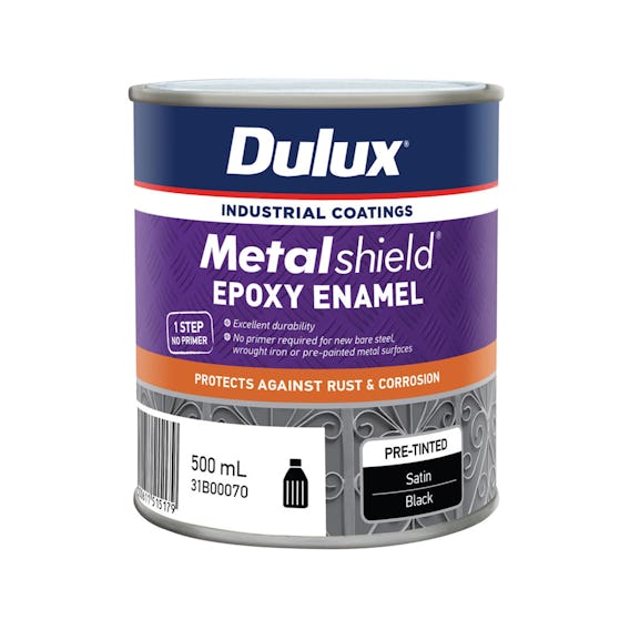 Dulux Metalshield Epoxy Enamel Satin Black 500ml Inspirations Paint