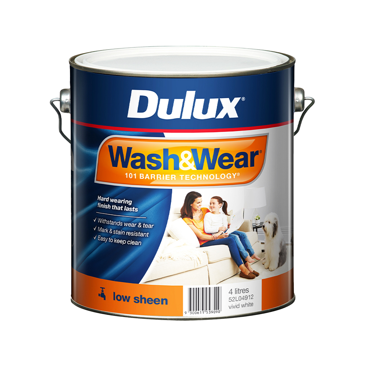 Dulux Wash&Wear Low Sheen Vivid White 4L