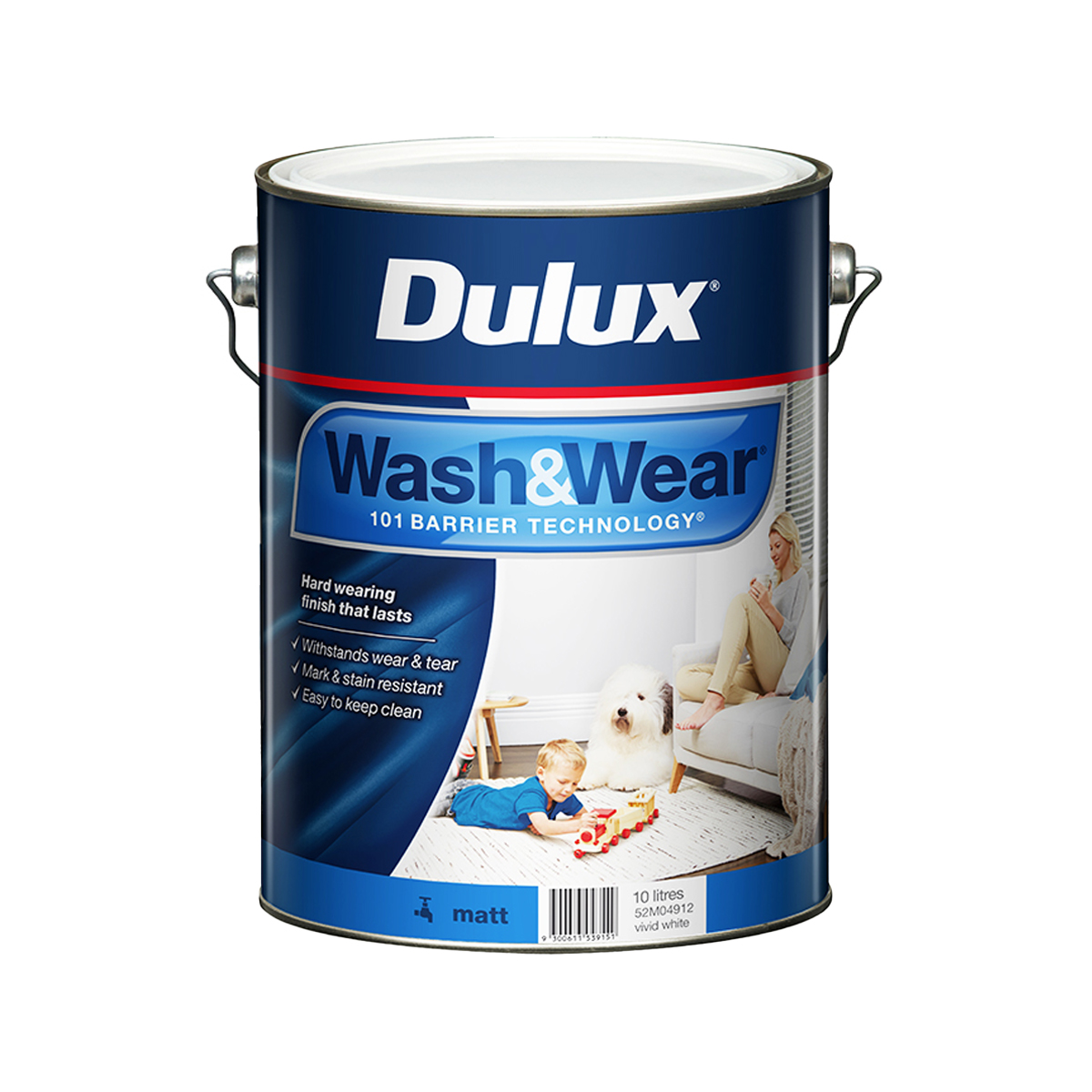 Dulux Wash&Wear Matt Vivid White 10L - Inspirations Paint