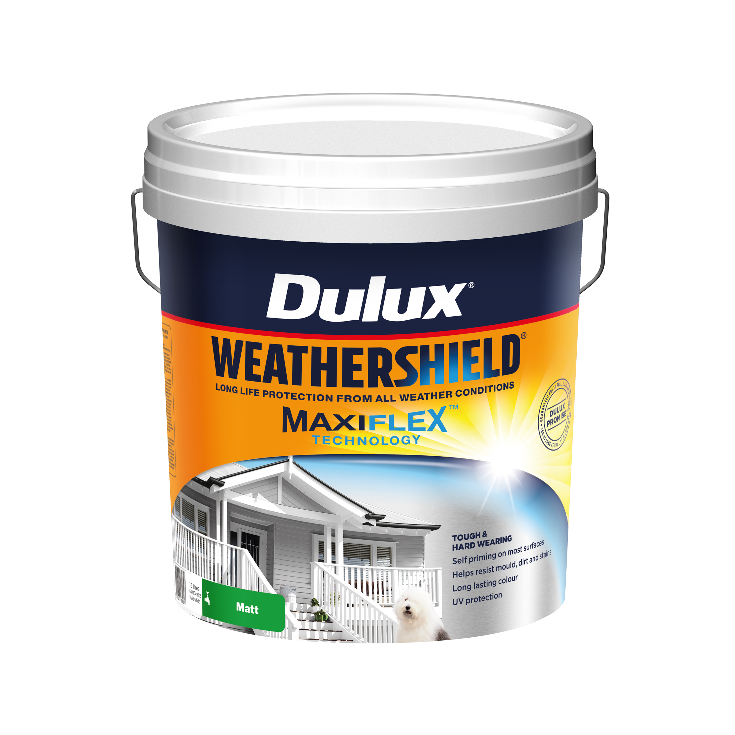 Dulux Weathershield Matt White 15L Inspirations Paint
