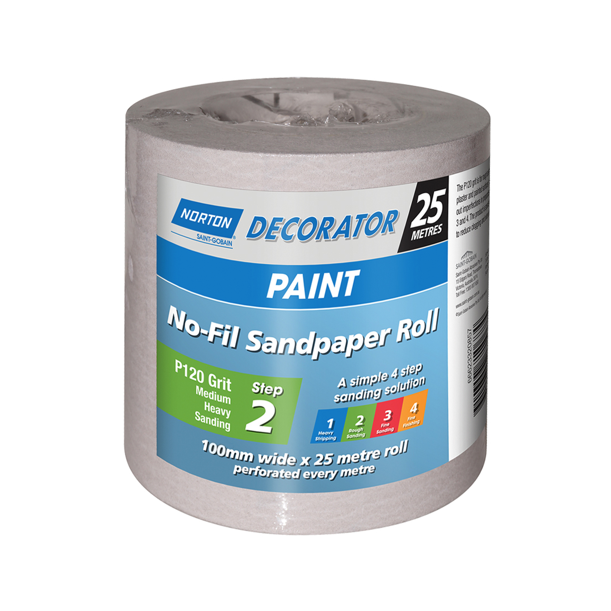 Norton NoFil Sandpaper Roll 100mm x 25m 120 Grit Inspirations Paint