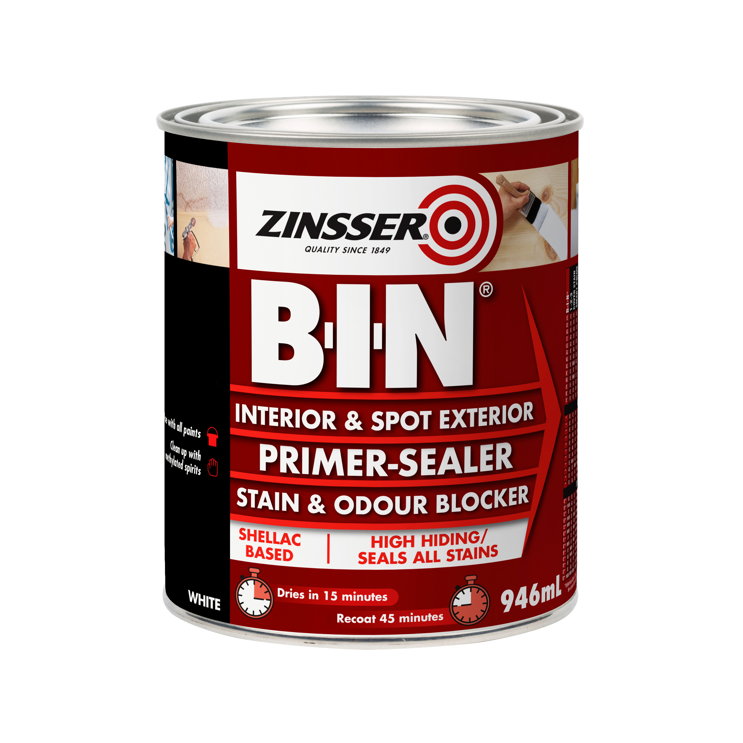 Zinsser B-I-N? Shellac-Based Primer Sealer Stain Killer 946ml ...